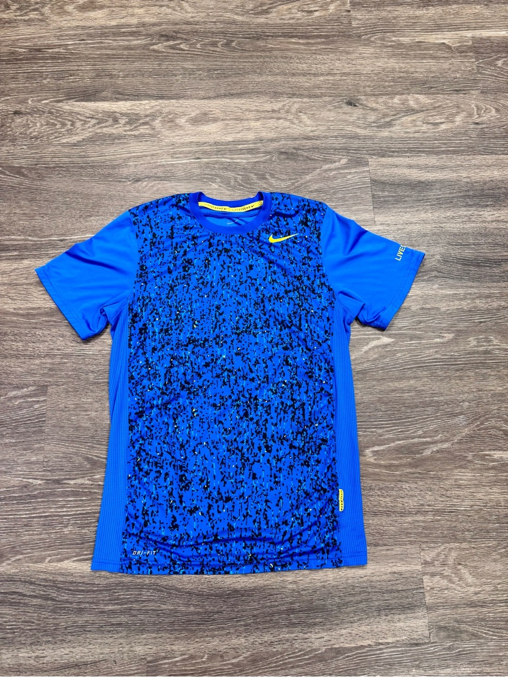 Nike Livestrong Dri-FIT Running Shirt Blue Black Mens Small Athletic Tee